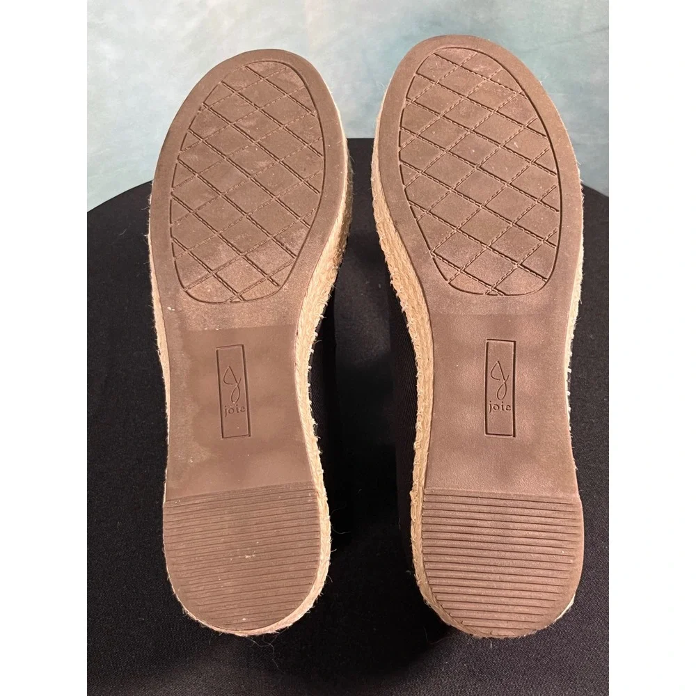 Joie Cara Black Canvas Espadrille Loafers Whipstitch Platform‎ Flats Womens 8.5M